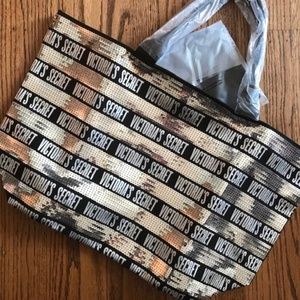Victoria Secret Large Sequin Bag, black and silver